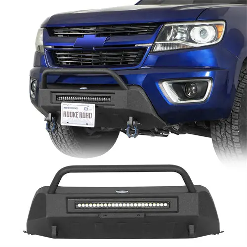 Stubby Front Bumper W/Led Spotlight Bar For 2015-2020 Chevy Colorado (Excluding Zr2 Models) - Hooke Road 1