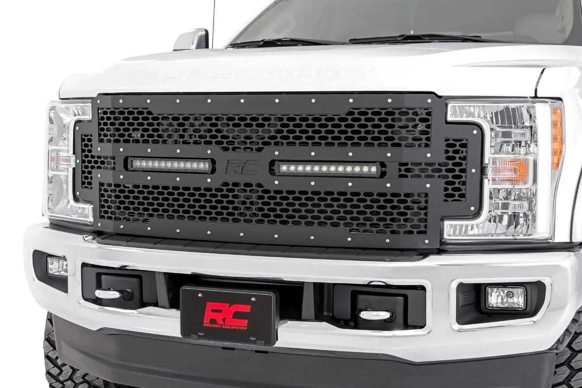 Mesh Grille - 12 Inch Dual Row Led - Black - Ford F-250/F-350 Super Duty (17-19) 1