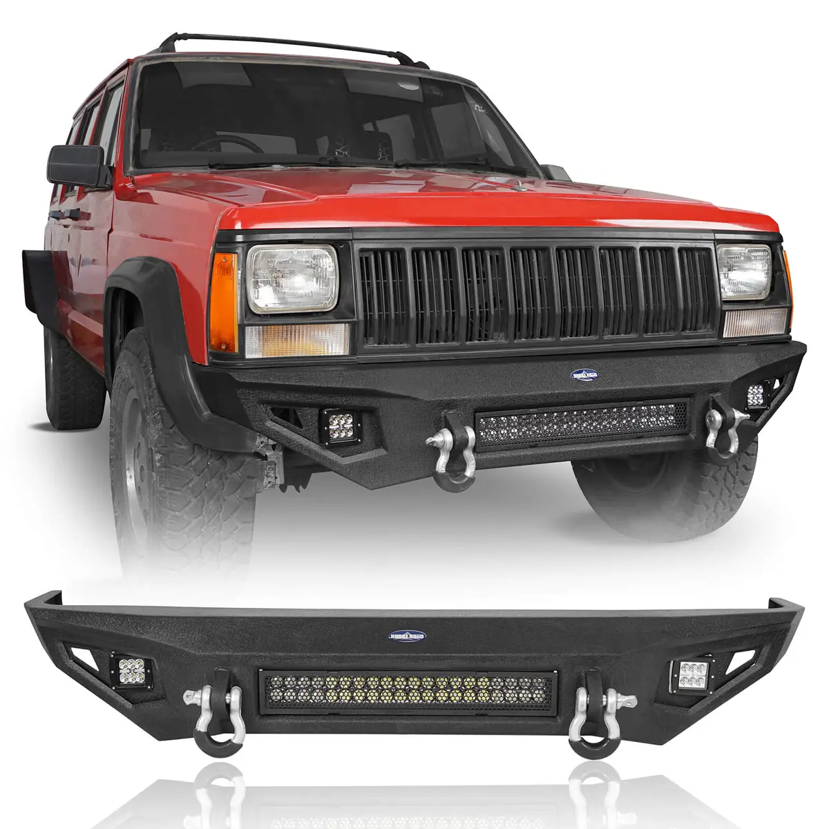 Full Width Front Bumper W/Led Light Bar(84-01 Jeep Cherokee Xj)- Hr - Hooke Road 1