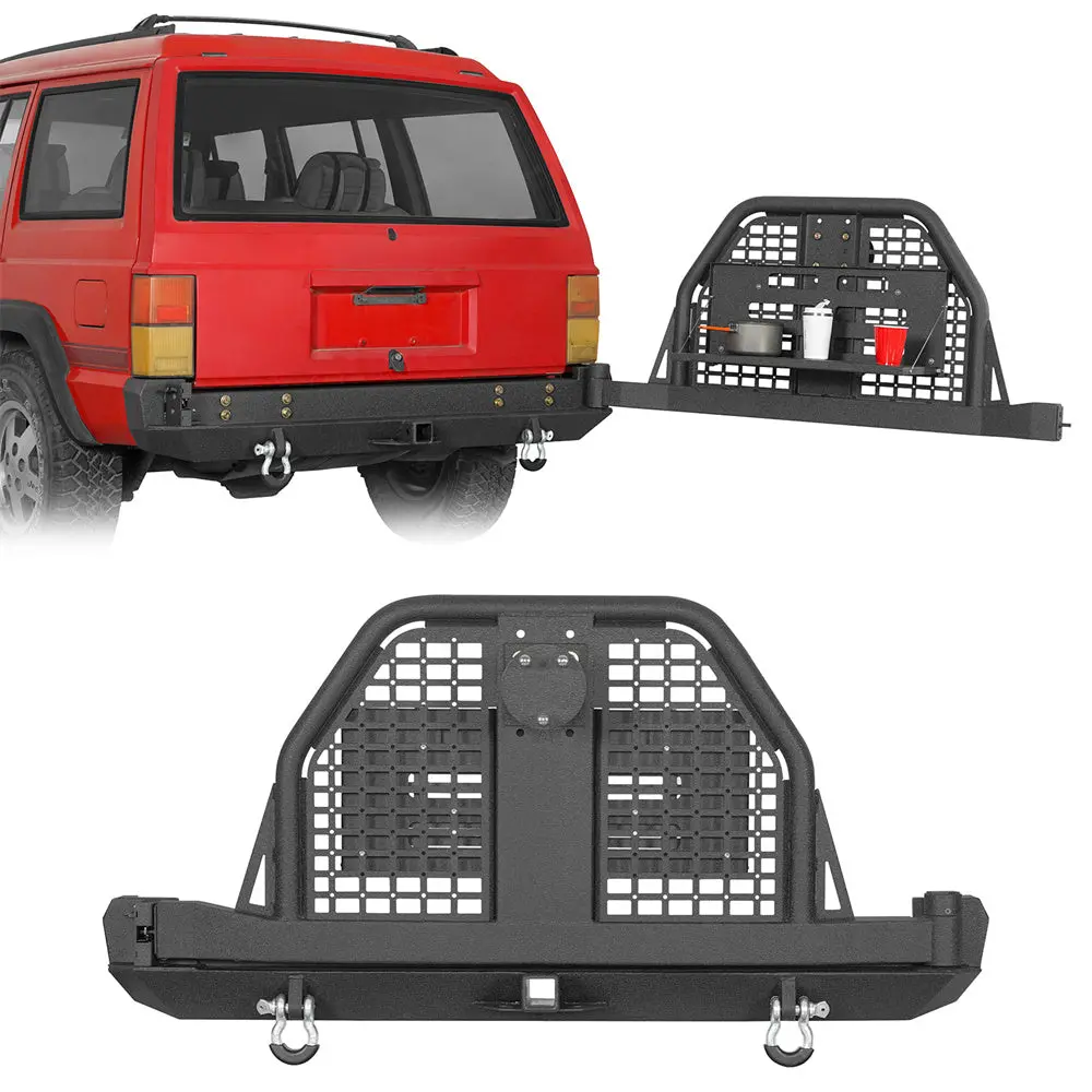 Rear Bumper W/ Swing Out Tire Carrier & Foldable Table(84-01 Jeep Cherokee Xj) - Hooke Road 1