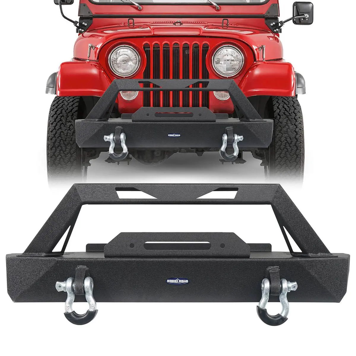 Hooke Road Stubby Front Bumper W/Winch Plate(76-86 Jeep Wrangler Cj7) 1