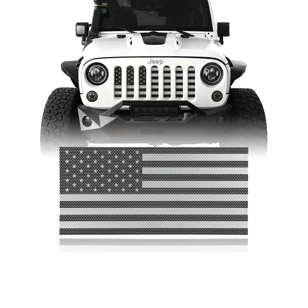 Hooke Road Front Us American Flag Jeep Grille Insert Old Glory(07-18 Jeep Wrangler Jk & Jku) 1