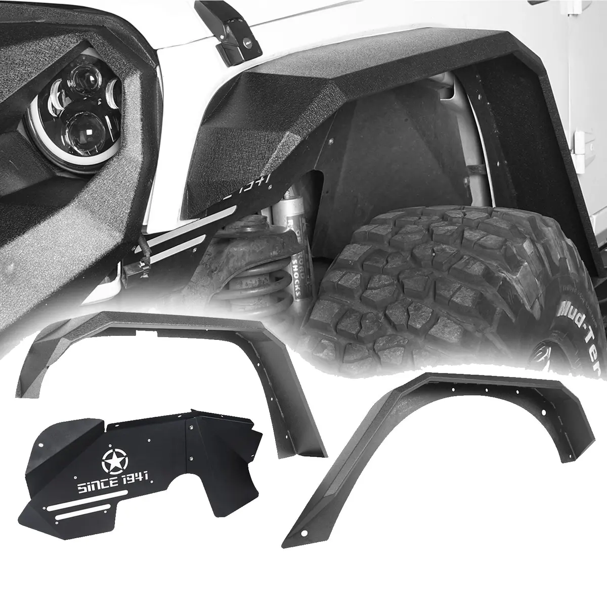 Hooke Road Fender Flares & Front Inner Fender Liners(07-18 Jeep Wrangler Jk) 1