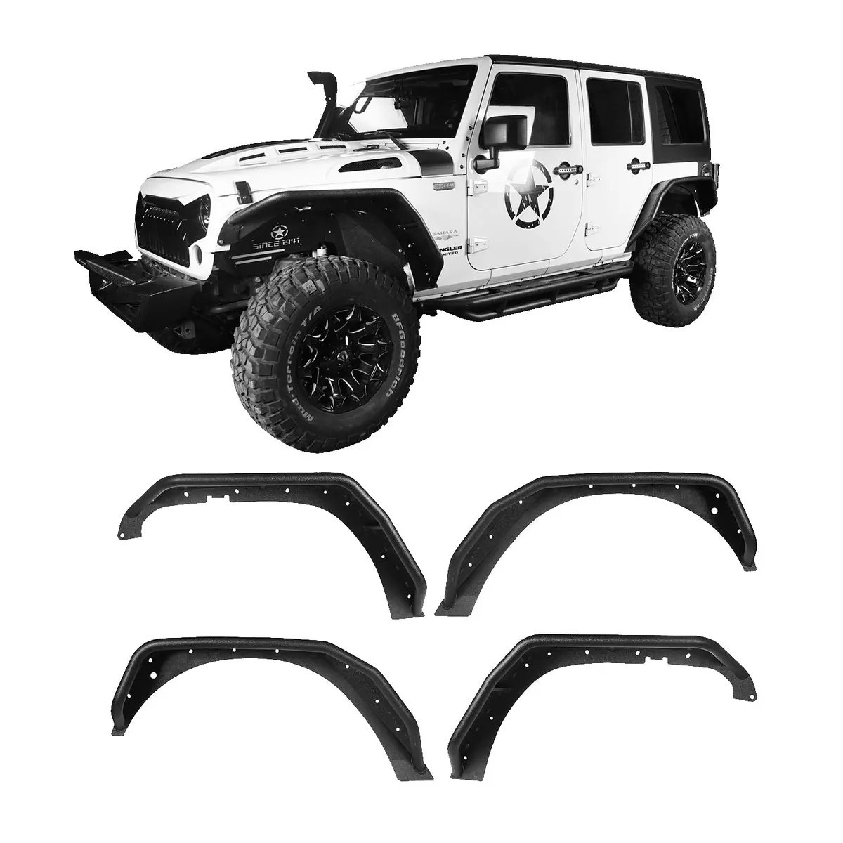 Hooke Road Flux Tubular Fender Flares(07-18 Jeep Wrangler Jk) 1