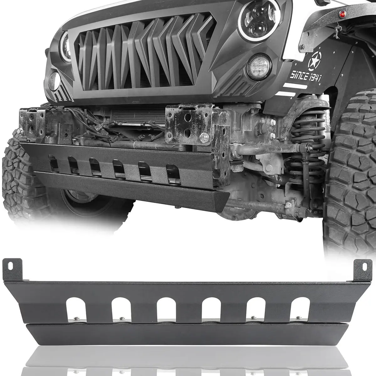 Hooke Road Black Steel Front Skid Plate(07-18 Jeep Wrangler Jk) 1