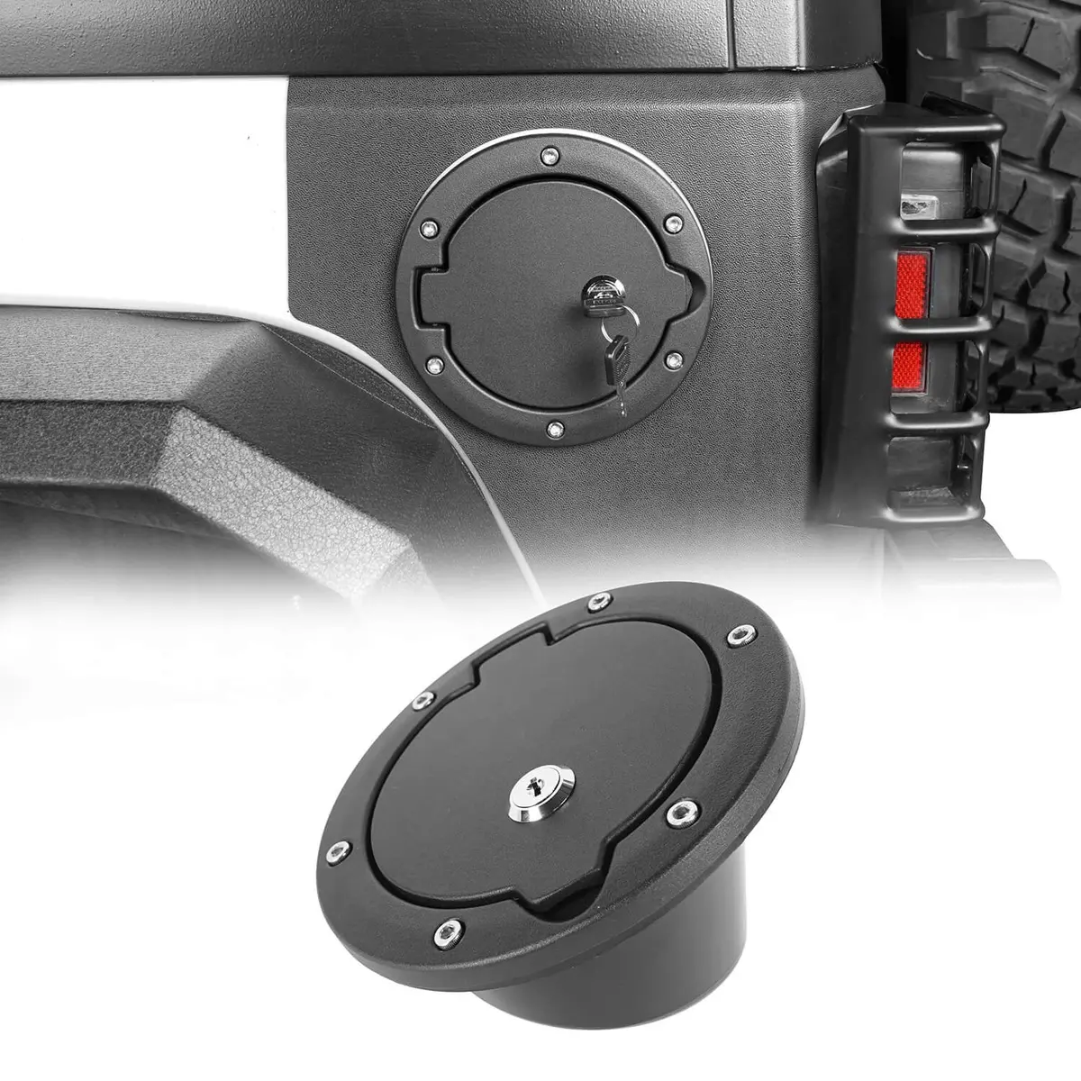 Hooke Road Fuel Gas Tank Cover W/Lock & Key(Jeep Wrangler Jk 07-18) 1
