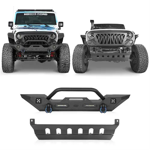 Hooke Road Mid Width Front Bumper & Front Skid Plate(07-18 Jeep Wrangler Jk) 1