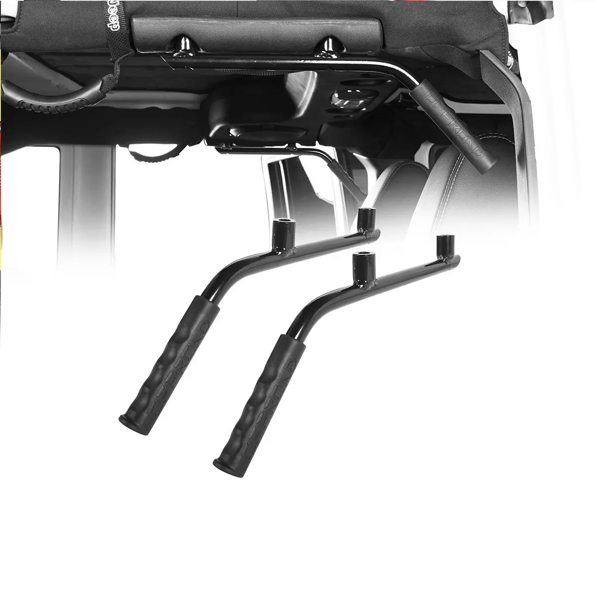 Hooke Road Rear Grab Handles W/Black Grips(07-18 Jeep Wrangler Jk) 1