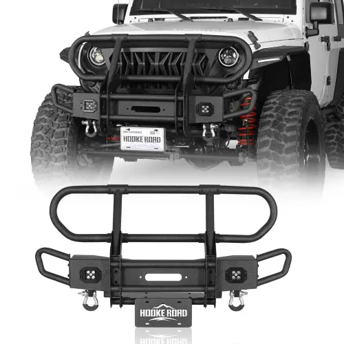 Jeep Wrangler Front Bumper W/ Grille Guard (07-18 Jeep Wrangler Jk) - Hooke Road 1