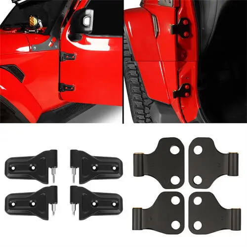 Black Door Hinge Kit Replacement For 2018-2022 Jeep Wrangler Jl 2-Door - Hooke Road 1