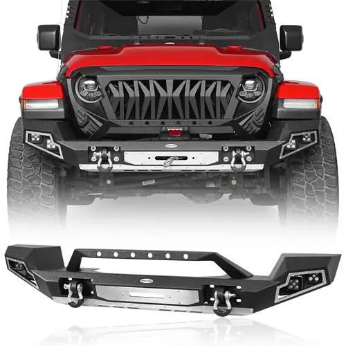 Hooke Road Full Width Front Bumper W/Winch Plate(18-26 Jeep Wrangler Jl & 20-26 Gladiator Jt, Including 4Xe) 1