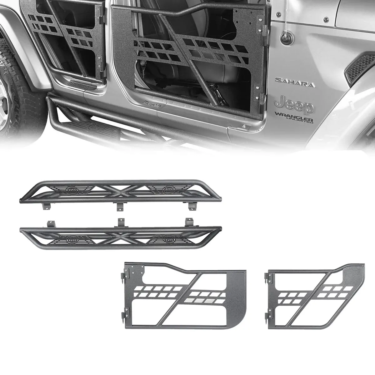 Hooke Road 4 Door Tubular Door & Running Boards(18-26 Jeep Wrangler Jl) 1