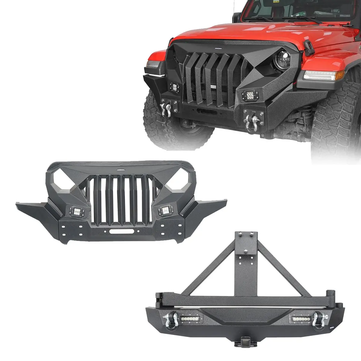Jeep Jl Front Bumper & Rear Bumper W/Tire Carrier(18-26 Jeep Wrangler Jl) - Hooke Road 1