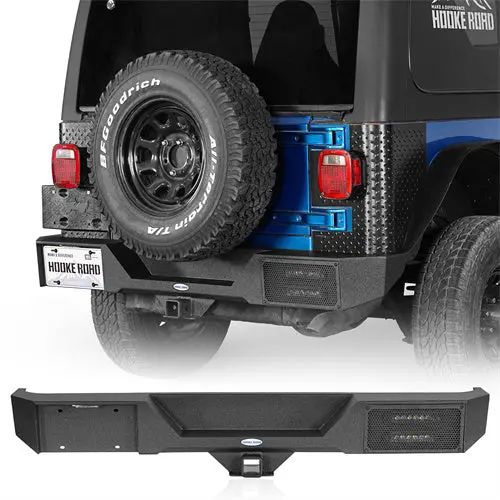 Hooke Road Rear Bumper W/ Led Lights & 2" Hitch Receiver (Jeep 87-95 Wrangler Yj & 97-06 Wrangler Tj) 1