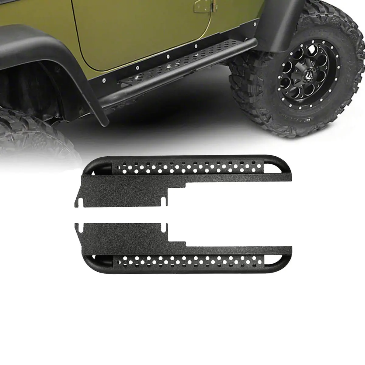 Hooke Road Side Steps Rocker Guard Door Guards(97-06 Jeep Wrangler Tj) 1