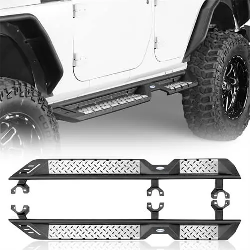 Running Boards Side Step Bars For 2007-2018 Jeep Wrangler Jk 4-Door - Hooke Road 1