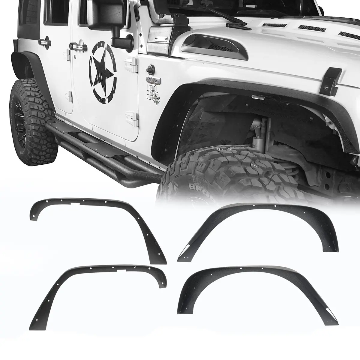 Hooke Road Flat Fender Flares(07-18 Jeep Wrangler Jk) 1