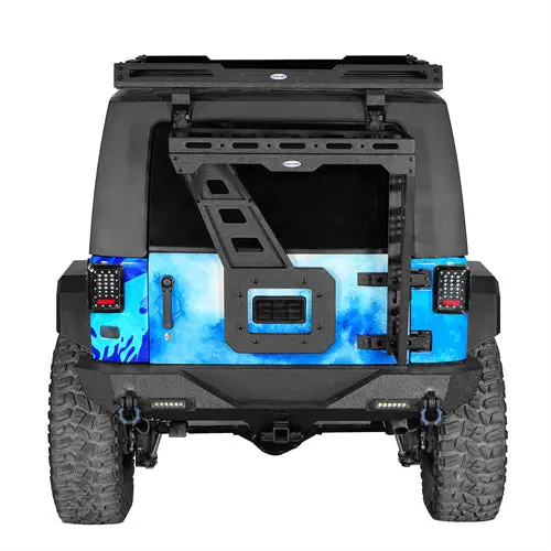 Tailgate Basket Rear Cargo Rack W/ Reinforced Tailgate Hinge Kit  For 2007-2018 Jeep Wrangler Jk - Hooke Road 1
