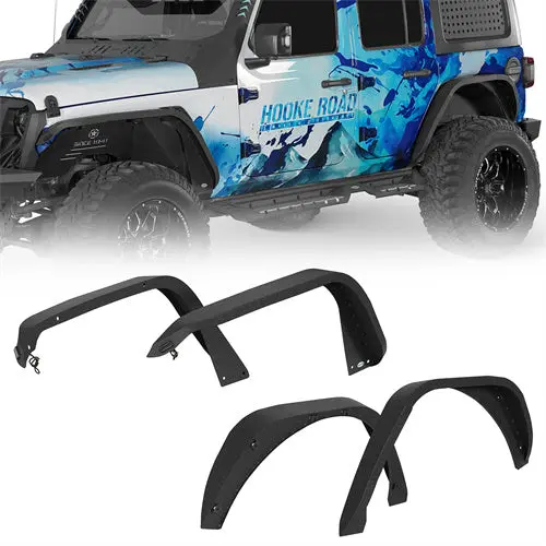 2018-2026 Jeep Wrangler Jl Front & Rear Fender Flares Kit 4 Pcs- Hooke Road 1