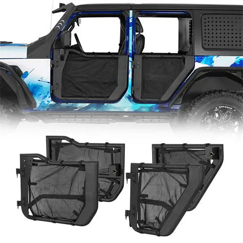 Jeep Wrangler Jl & Gladiator Jt Tube Half Front & Rear Doors W/ Black Shade Skins - Hooke Road 1