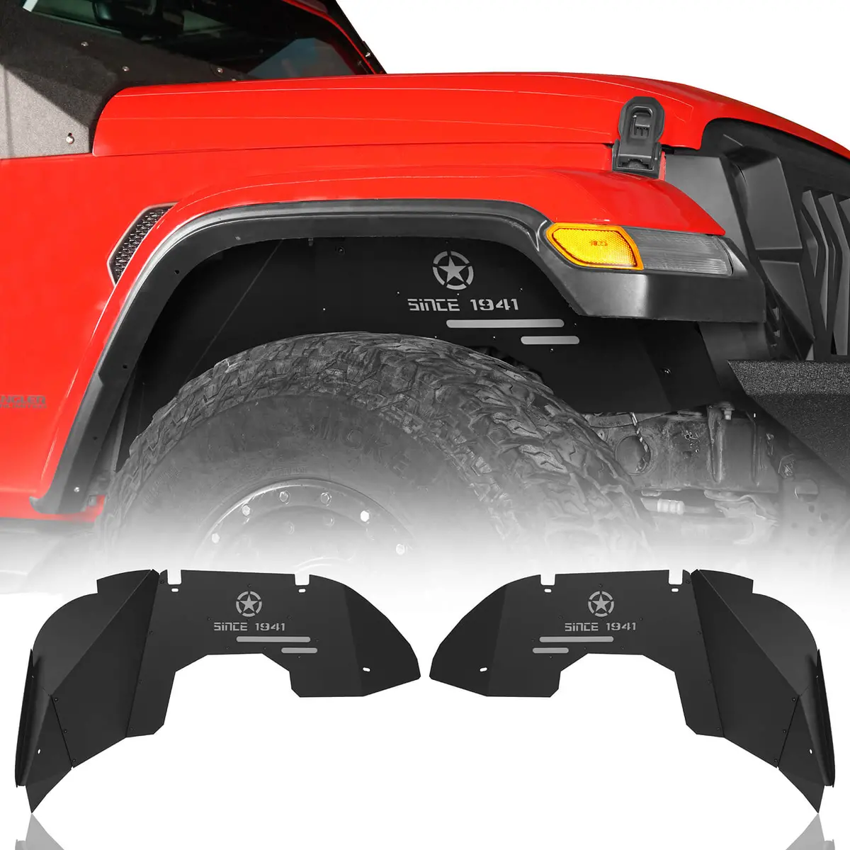 Jeep 18-26 Wrangler Jl & 20-26 Gladiator Jt Since 1941 Front Inner Fender Liners (Excluding Rubicon 3.6L Engine Edtion) - Hooke Road 1