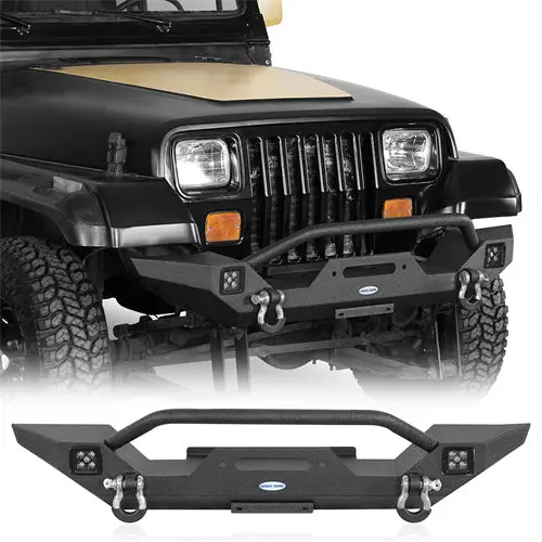 Hr Discovery ⅰ Front Bumper W/ Winch Plate & Led Spotlights (87-95 Jeep Wrangler Yj) - Hooke Road 1