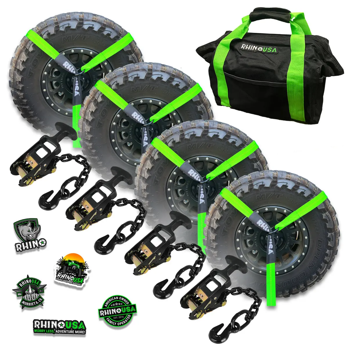 Rhino Usa Lasso Straps; Basket Straps - Green 1