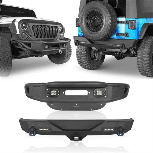 Hooke Road Lotus Tubular Stubby Front Bumper & Different Trail Rear Bumper Combo(07-18 Jeep Wrangler Jk Jku) 1