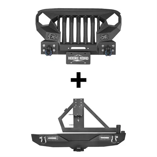 Hooke Road Mad Max Front Bumper & Rear Bumper W/Tire Carrier(07-18 Jeep Wrangler Jk) 2
