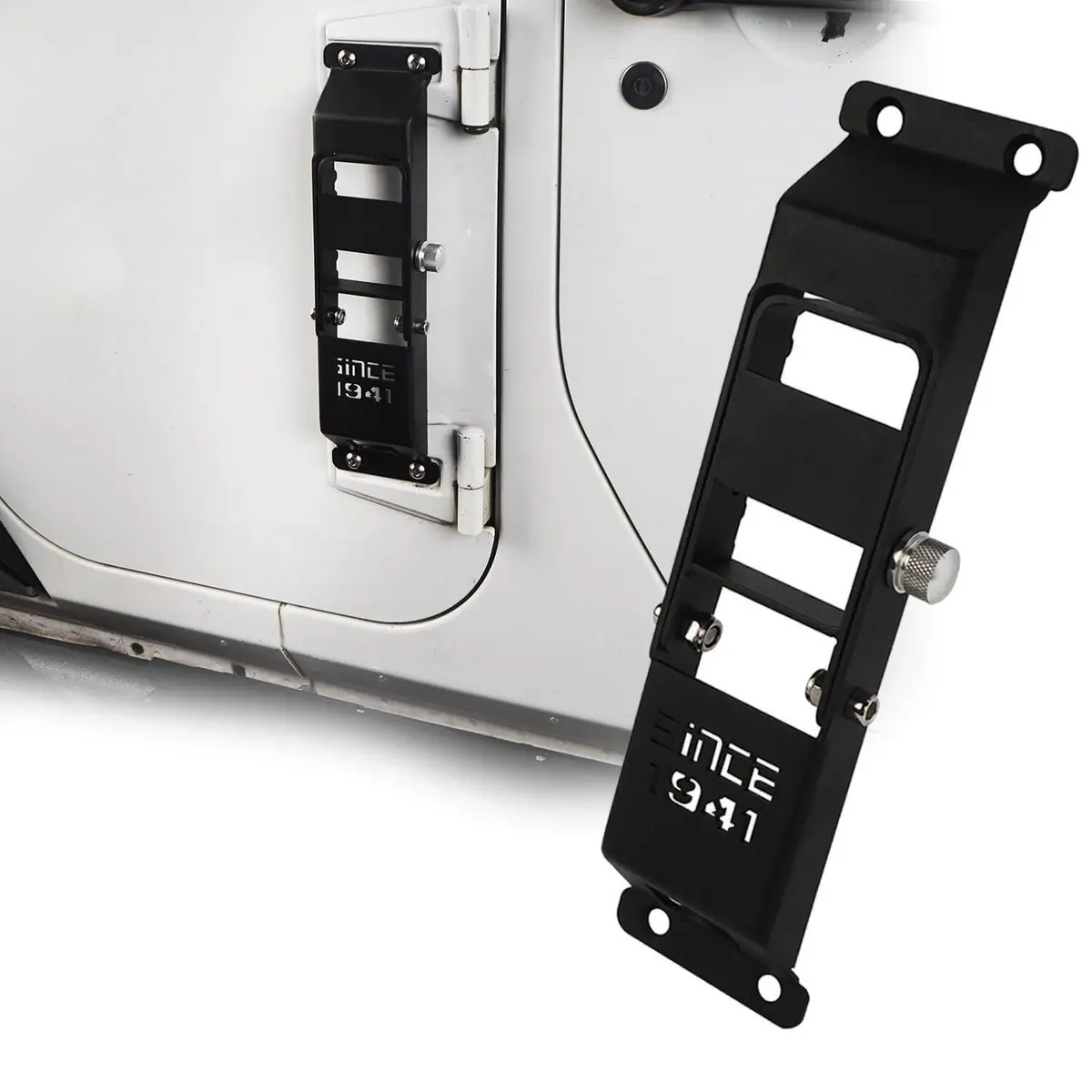Hooke Road Matte Black Metal Folding Door Hinge Steps W/  Inchsince 1941 Inch(07-18 Jeep Wrangler Jk) 1