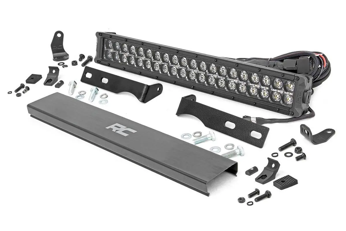 Led Light Kit - Bumper Mount - 20 Inch Black Dual Row - Amber Drl - Jeep Grand Cherokee Wk2 (11-20) 1