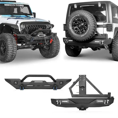 Hooke Road® Different Trail Mid Front Bumper & Rear Bumper Combo(07-18 Jeep Wrangler Jk) 1