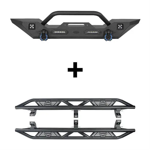 Hooke Road Mid Width Front Bumper & Running Boards(18-26 Jeep Wrangler Jl 4 Door) 1