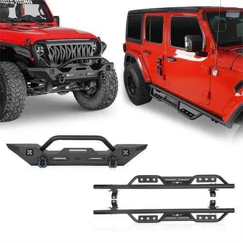 Hooke Road Mid Width Front Bumper & Side Steps(18-26 Jeep Wrangler Jl 4-Door) 1