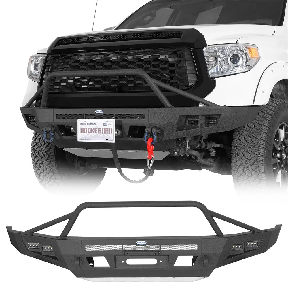 Off-Road Front Bumper W/ Skid Plate & Bull Bar For 2014-2021 Toyota Tundra  - Hooke Road 1