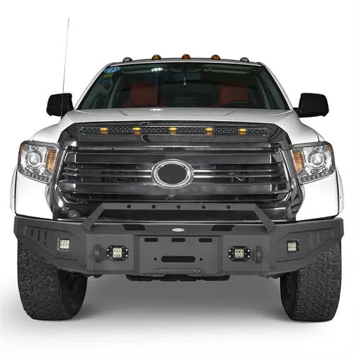 Offroad Full Width Front Bumper W/ Winch Plate & Led Lights For 2014-2021 Toyota Tundra - Hooke Road 2