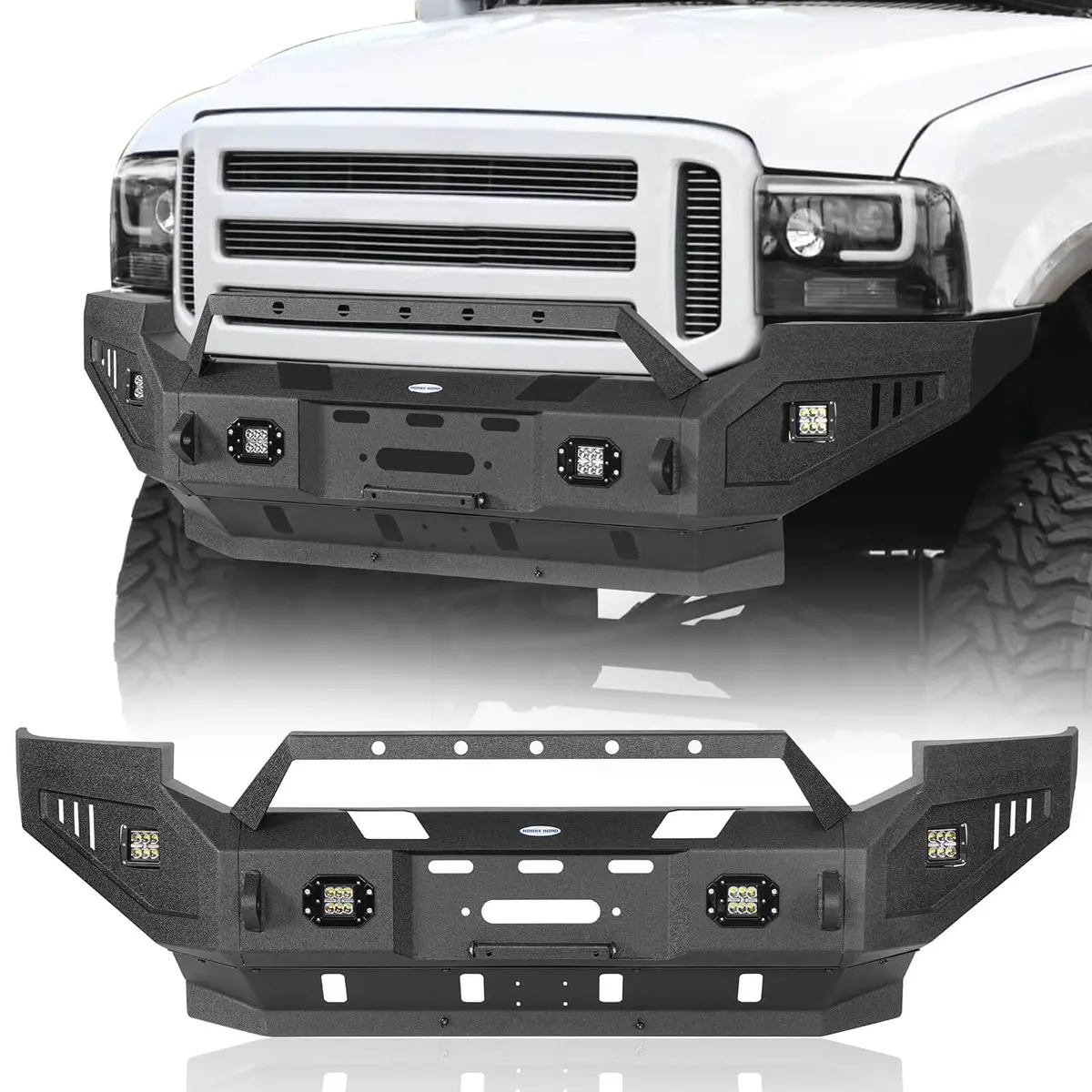 Offroad Full Width Front Bumper W/ Winch Plate & Led Lights For 2005-2007 Ford F-250 - Hooke Road 1