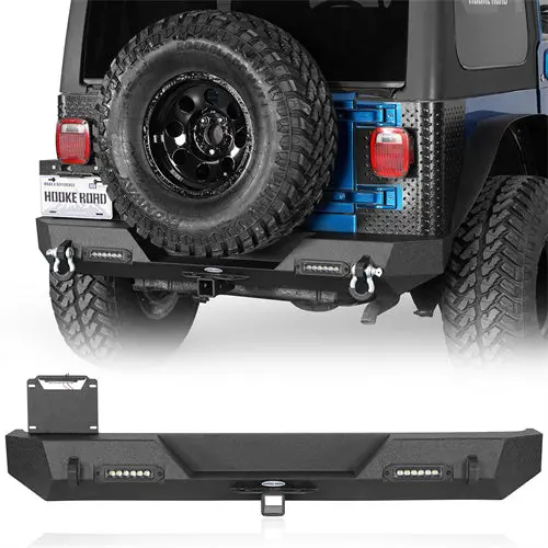 Different Trail Rear Bumper W/2" Inch Hitch Receiver & Lights(87-06  Jeep Wrangler Tj & Wrangler Yj) - Hooke Road 1