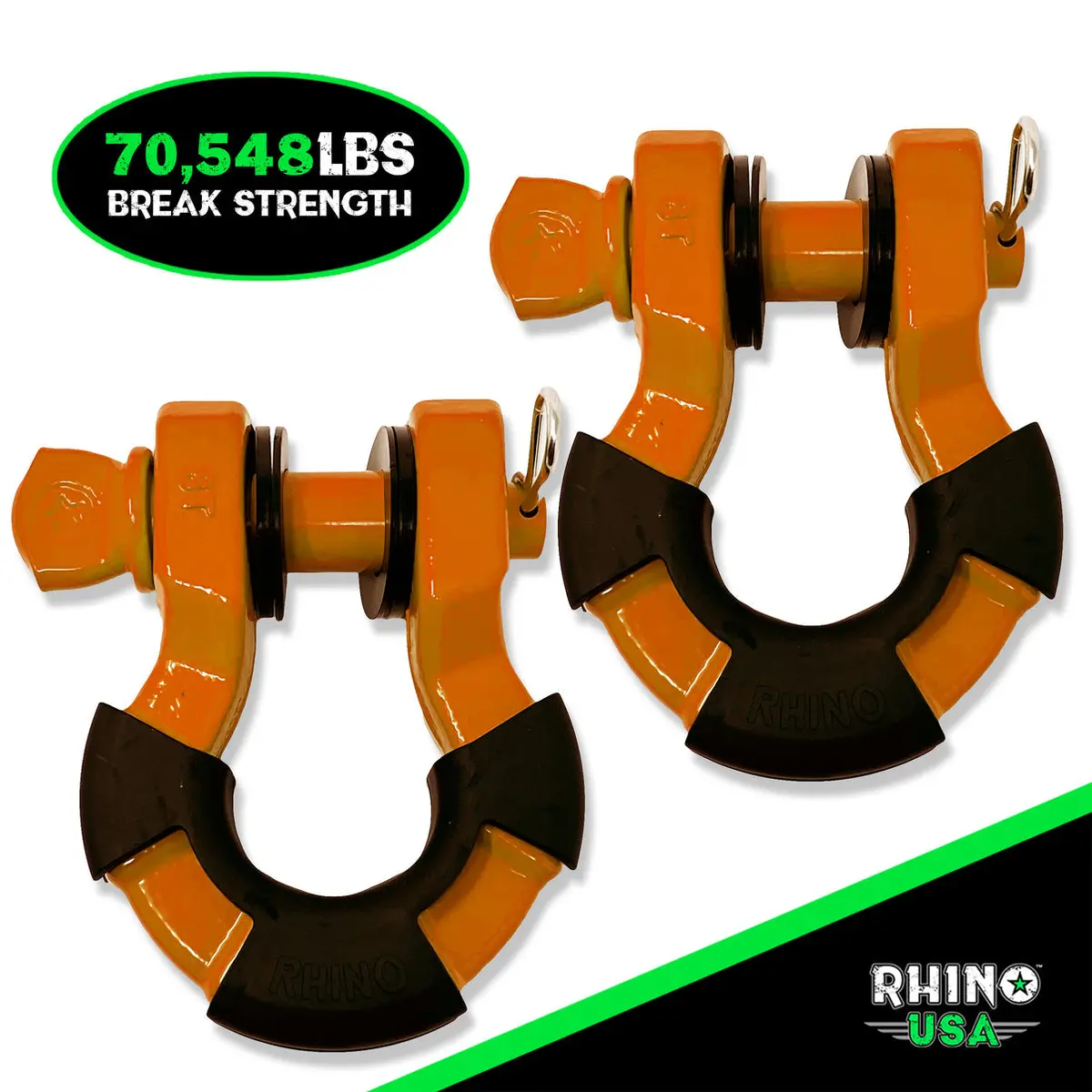 Rhino Usa 8T Super Shackle 2-Pack (Orange) 1