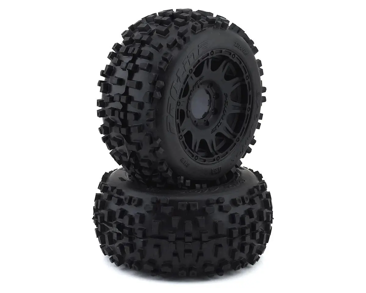 Badlands 3.8" Pre-Mounted Truck Tires (2) (Black) W/Raid Wheels (M2) 1