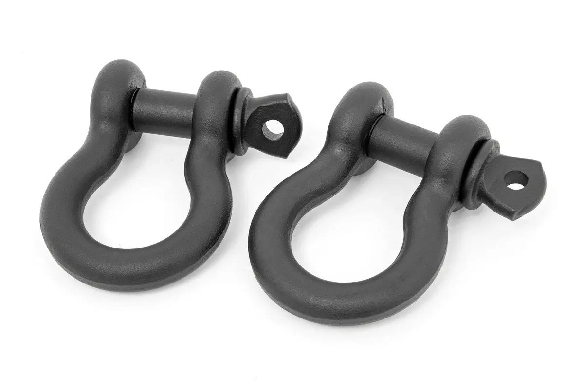 D Ring Shackles - Cast - 3/4 Inch Pin - Pair - Black 1