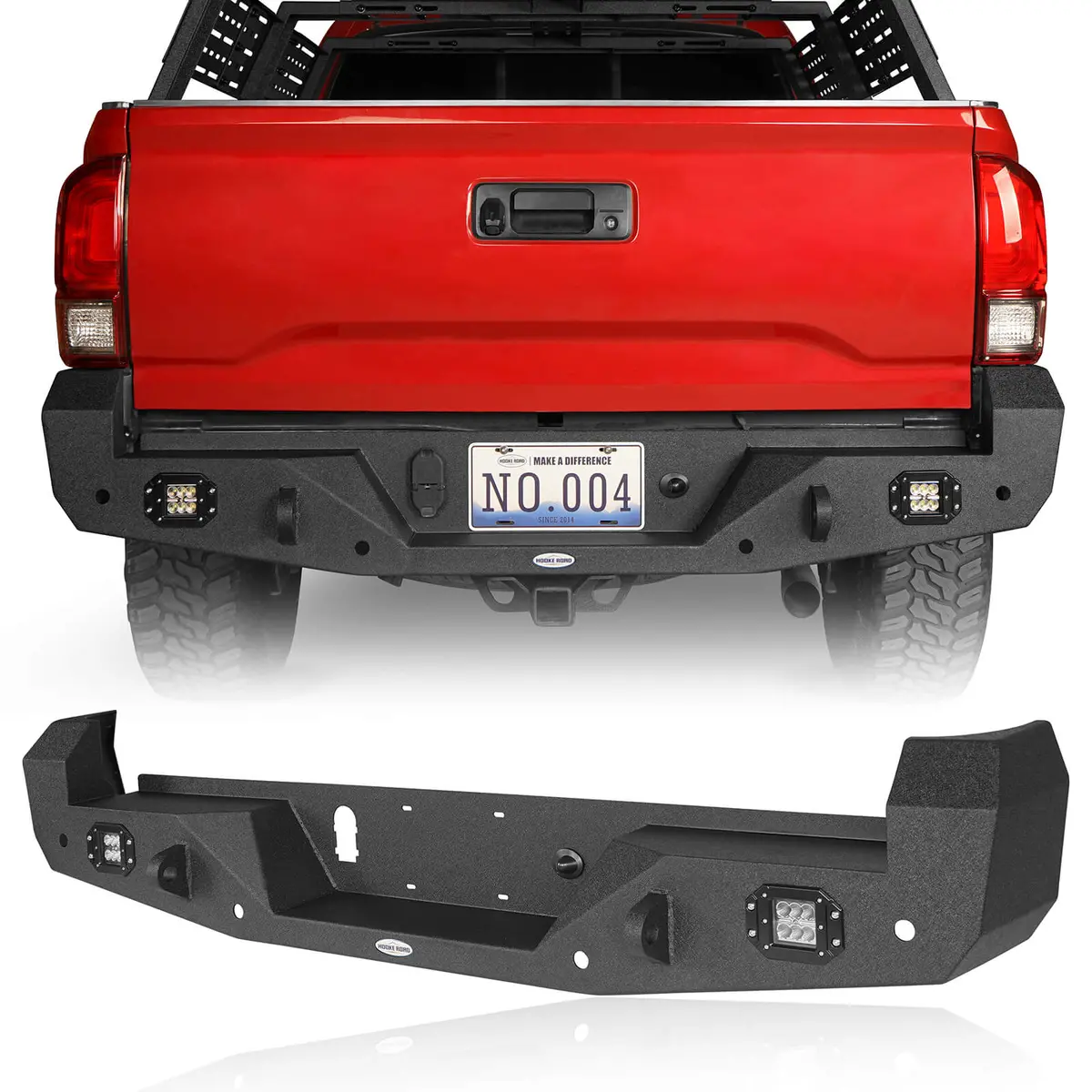 Hooke Road Steel Rear Bumper W/18W Led Floodlights(2016-2023 Toyota Tacoma) 1