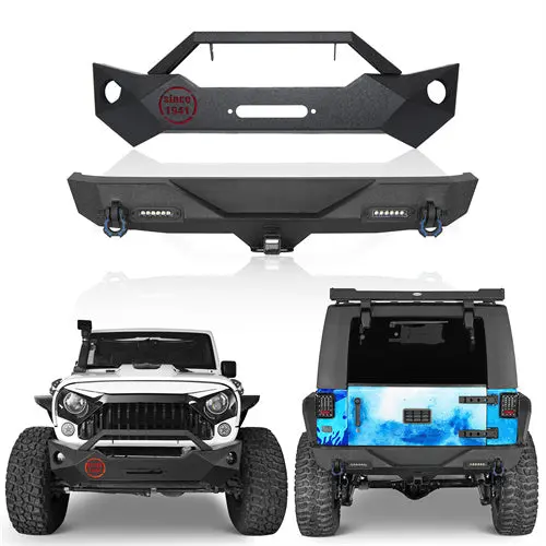 Hooke Road Rock Crawler Stubby Front Bumper & Different Trail Rear Bumper Combo(07-18 Jeep Wrangler Jk Jku) 1