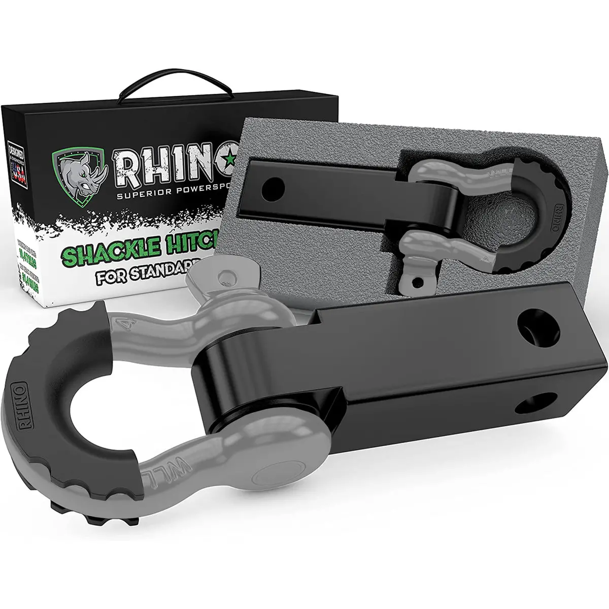 Rhino Usa Shackle Hitch Receiver W/ D-Ring (Gray) 1