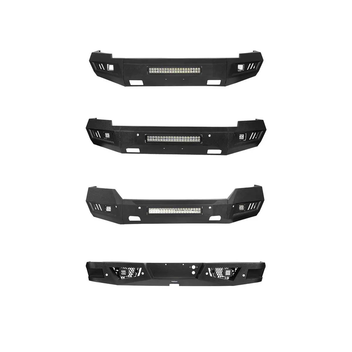 Silverado Front Bumper & Rear Bumper Combo W/Led Lights For Chevy Silverado 1500 - Hooke Road 1