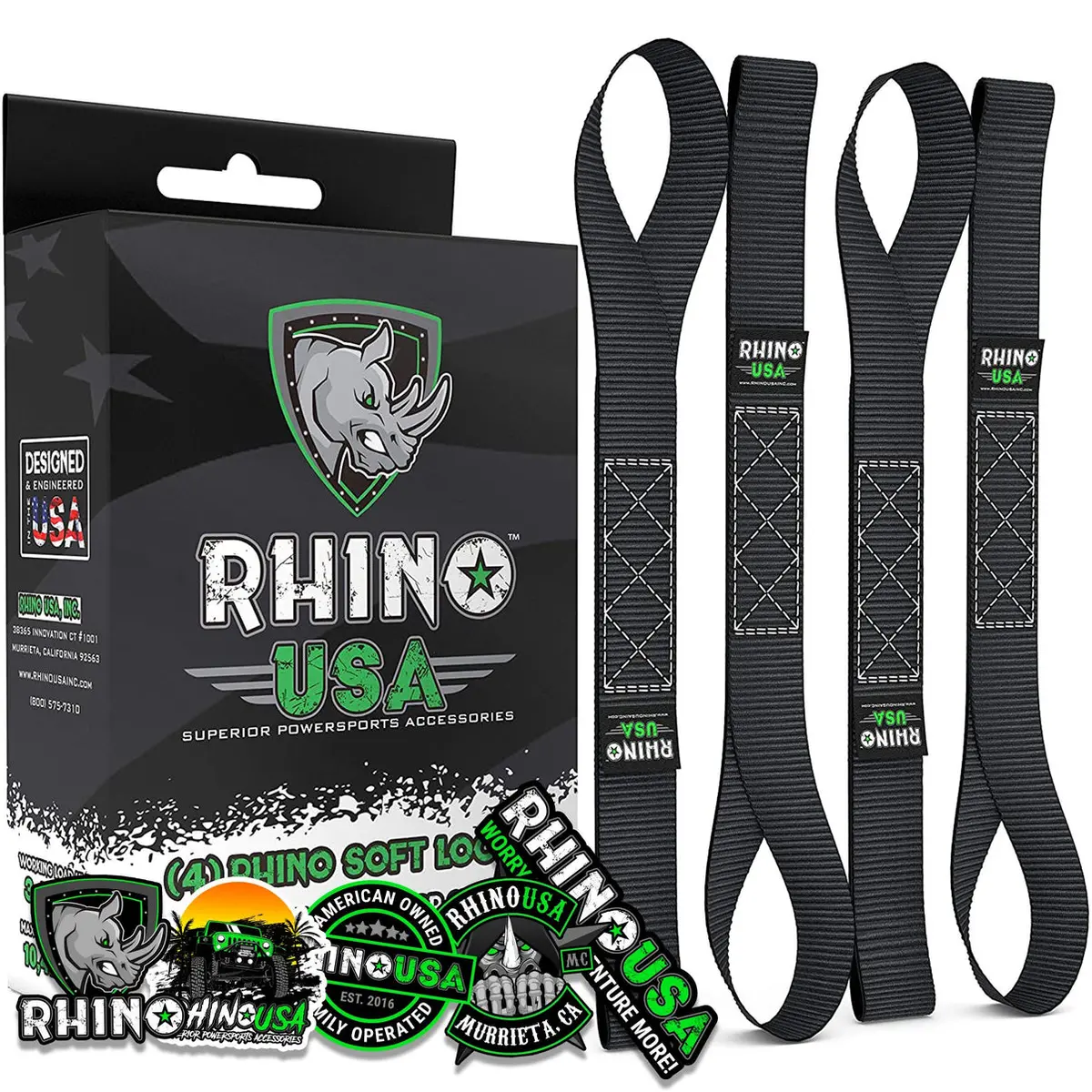 Rhino Usa Soft Loops Motorcycle Tie-Down Set 4-Pack Black 1