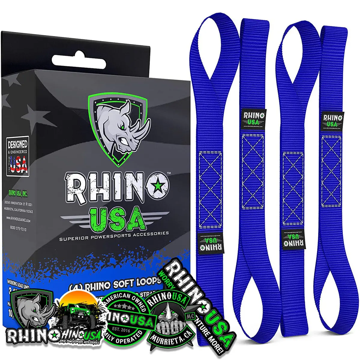 Rhino Usa Soft Loops Motorcycle Tie-Down Set 4-Pack Blue 1