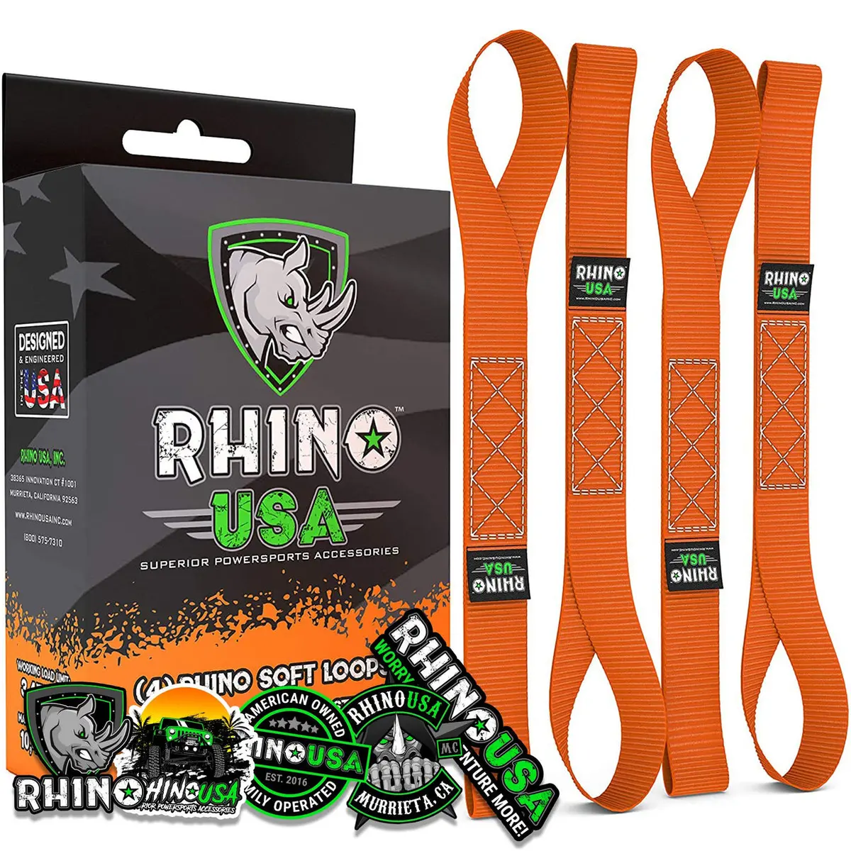 Rhino Usa Soft Loops Motorcycle Tie-Down Set 4-Pack Orange 1