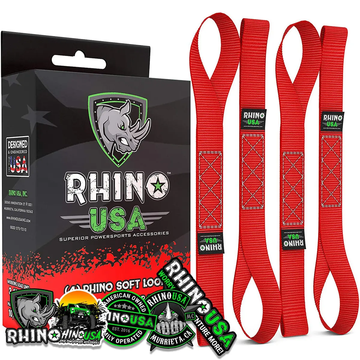 Rhino Usa Soft Loops Motorcycle Tie-Down Set 4-Pack Red 1
