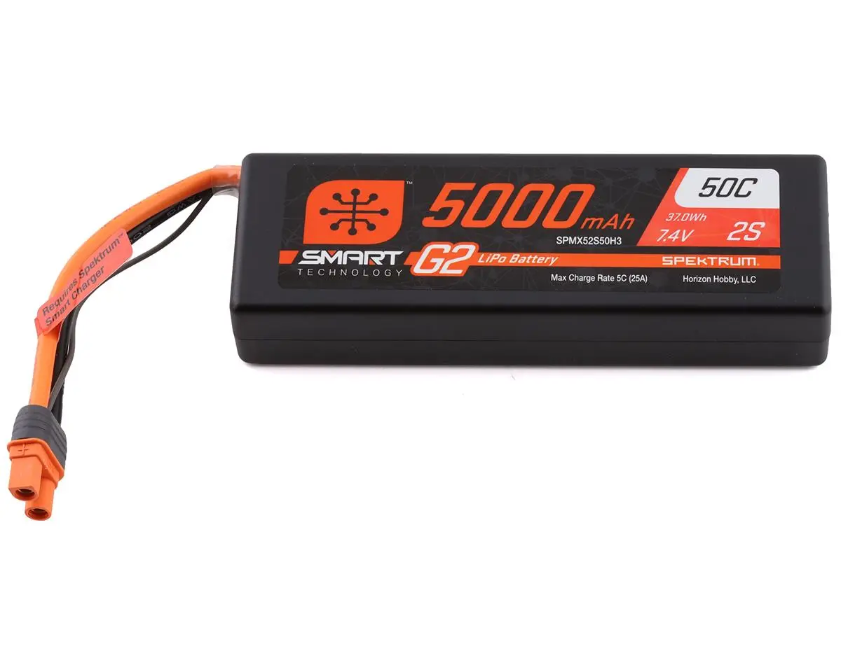 2S Smart Lipo 50C Hard Case Battery Pack (7.4V/5000Mah) W/Ic3 Connector 1